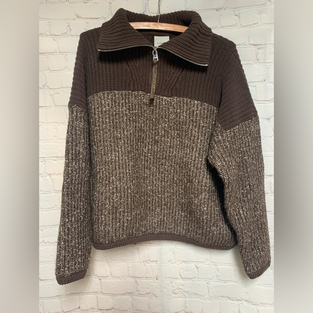 Varley Willard Chocolate Brown 1/4 Zip Women's Sweater Size XS 44” - Picture 4 of 9